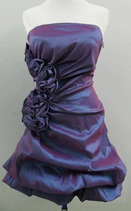 Trägerloses silbernes Vintage-Abendkleid, A-Linie, Geburtstagskleid J9370