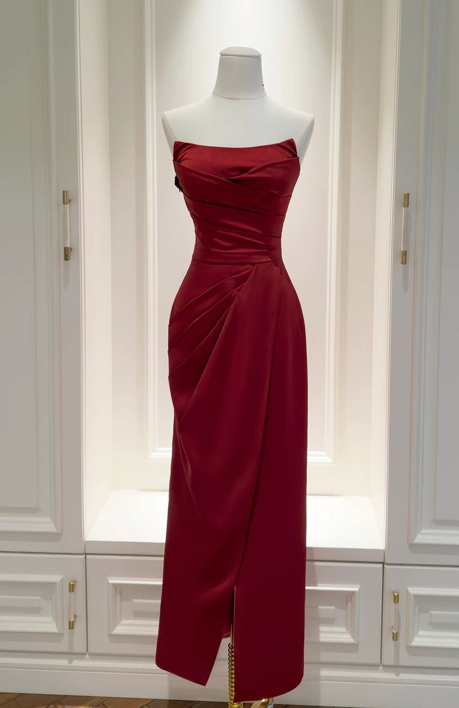 Trägerloses silbernes Vintage-Abendkleid, A-Linie, Geburtstagskleid J9370
