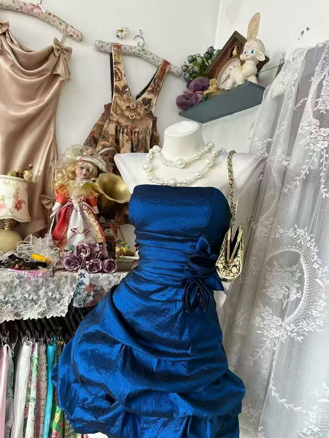 Strapless Royal Blue A Line Homecoming Dress Short Taffeta Birthday Dress J11016