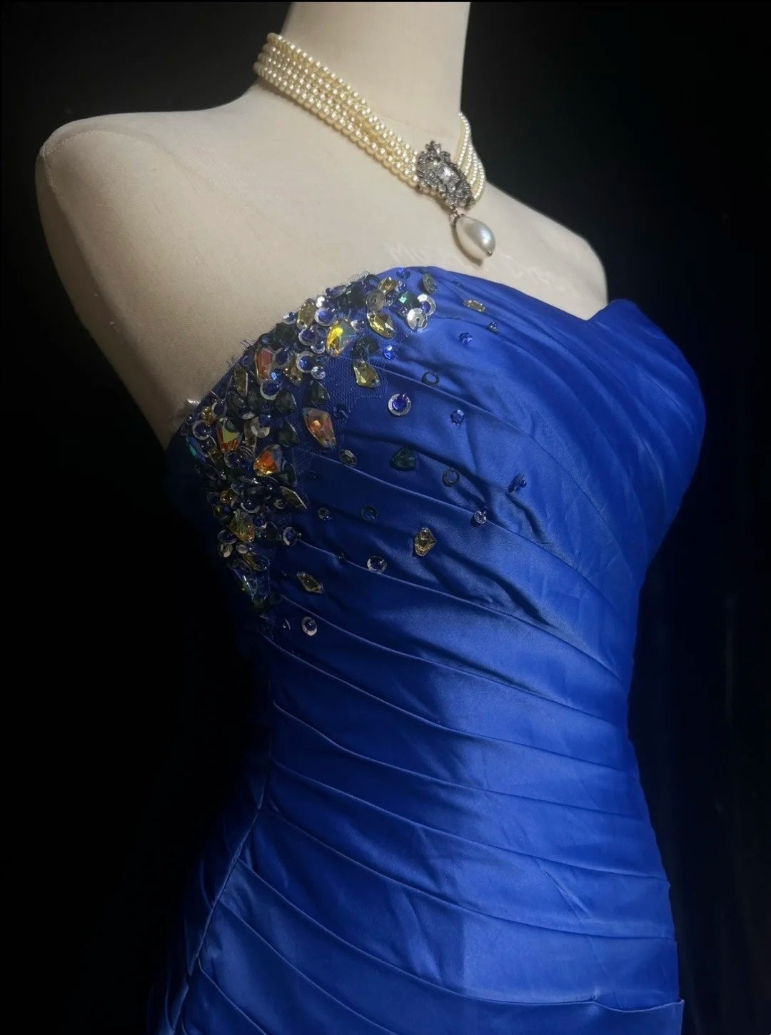 Trägerloses silbernes Vintage-Abendkleid, A-Linie, Geburtstagskleid J9370