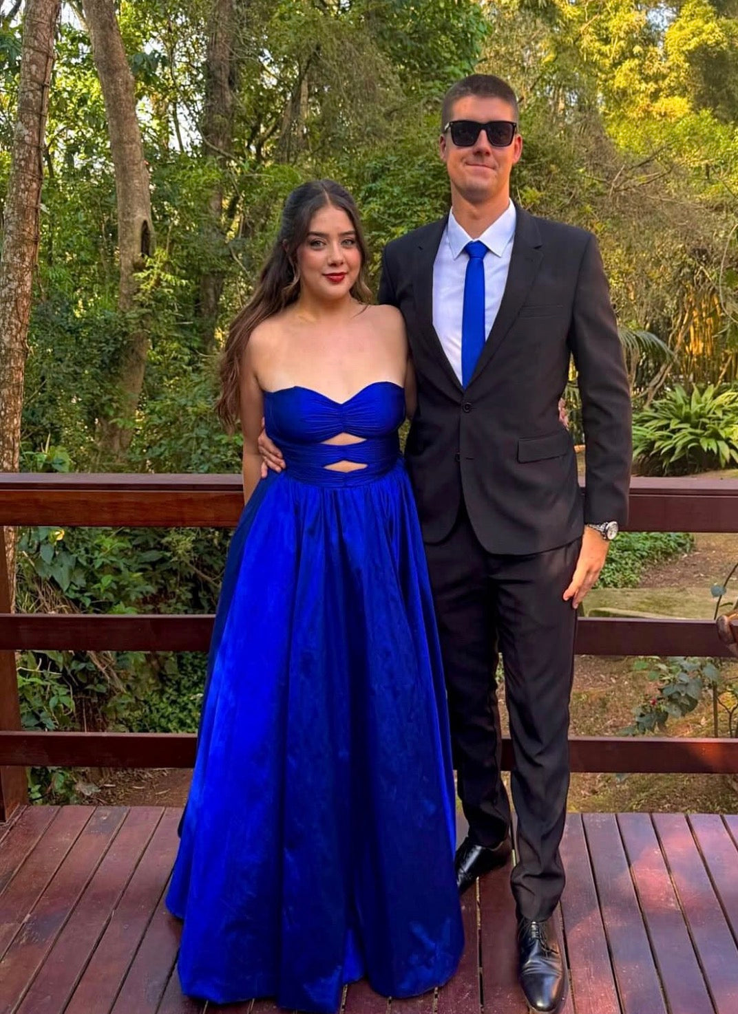 Strapless Royal Blue Satin Wedding Guest Dress Evening Gown J12089