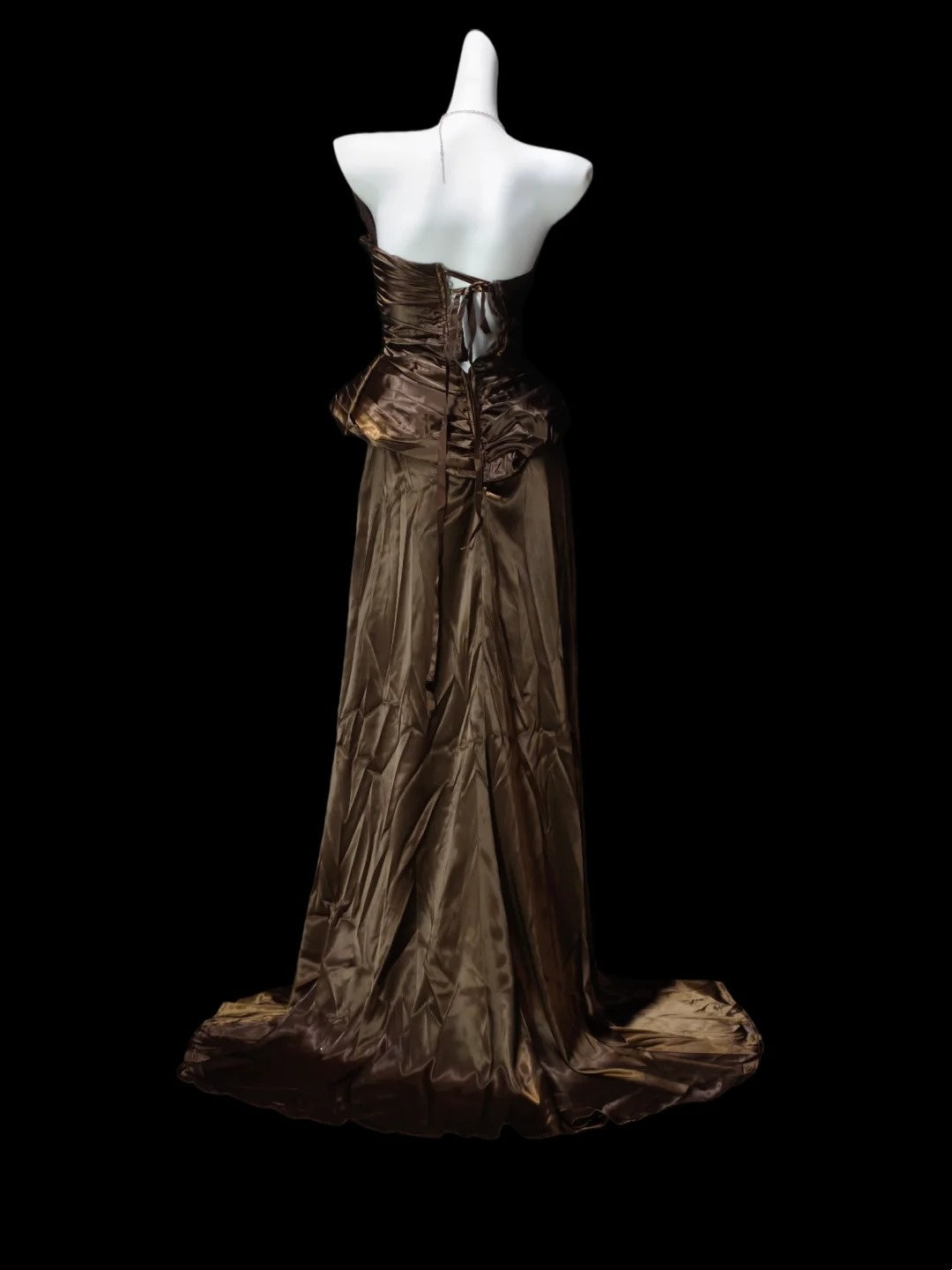 Strapless Satin Formal Prom Dress Retro Evening Gown J11819