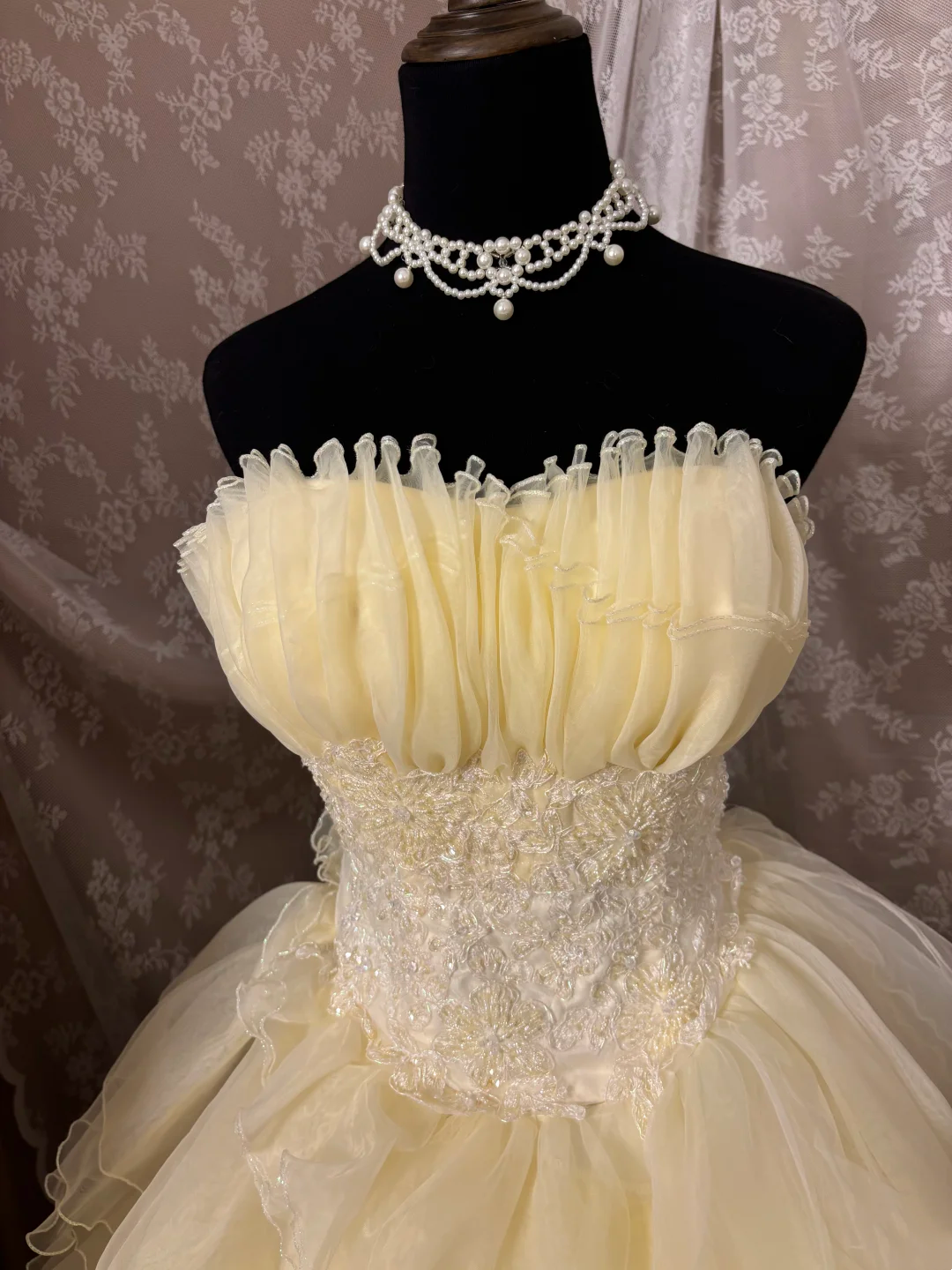 Strapless Yellow Ball Gown Quinceanera Dresses Layered Sweet 16 Birthday Dress J10000