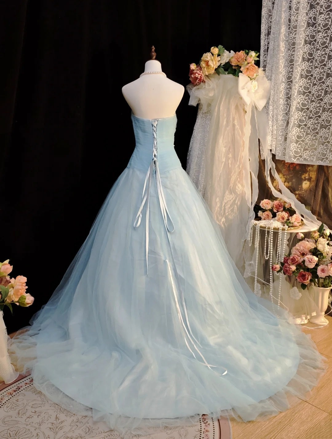 Trägerloses silbernes Vintage-Abendkleid, A-Linie, Geburtstagskleid J9370