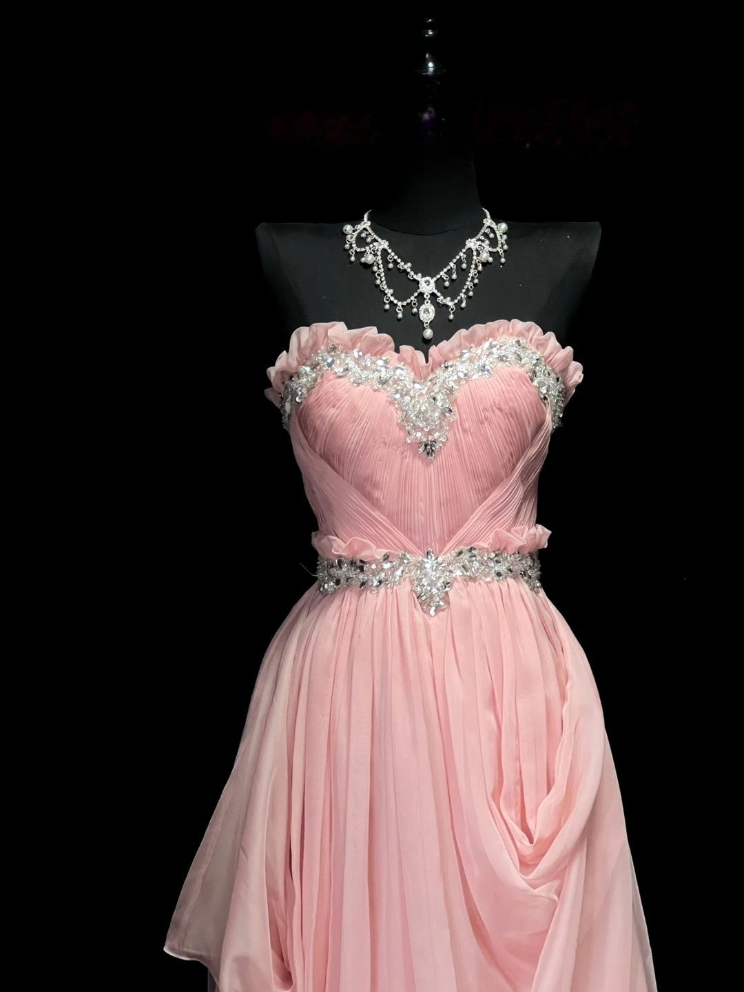 Sweetheart A Line Pink Prom Dress Beaded Formal Evening Gown J10168