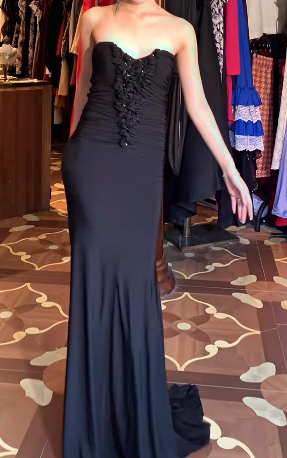 Robe de bal bustier violette en satin avec appliques, robe de soirée formelle J9413