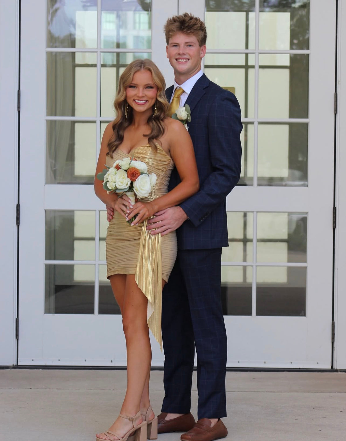 Sweetheart Gold Sheath Homecoming Dress Mini Party Dress J12085
