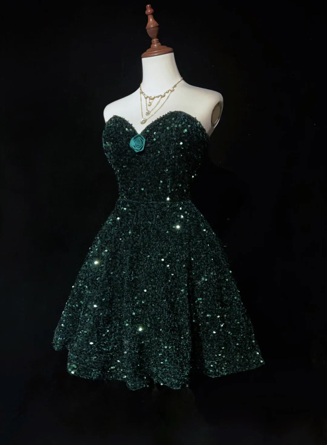 Sweetheart Green Sequin Homecoming Dress Short Sparkle Birthday Dress J11031