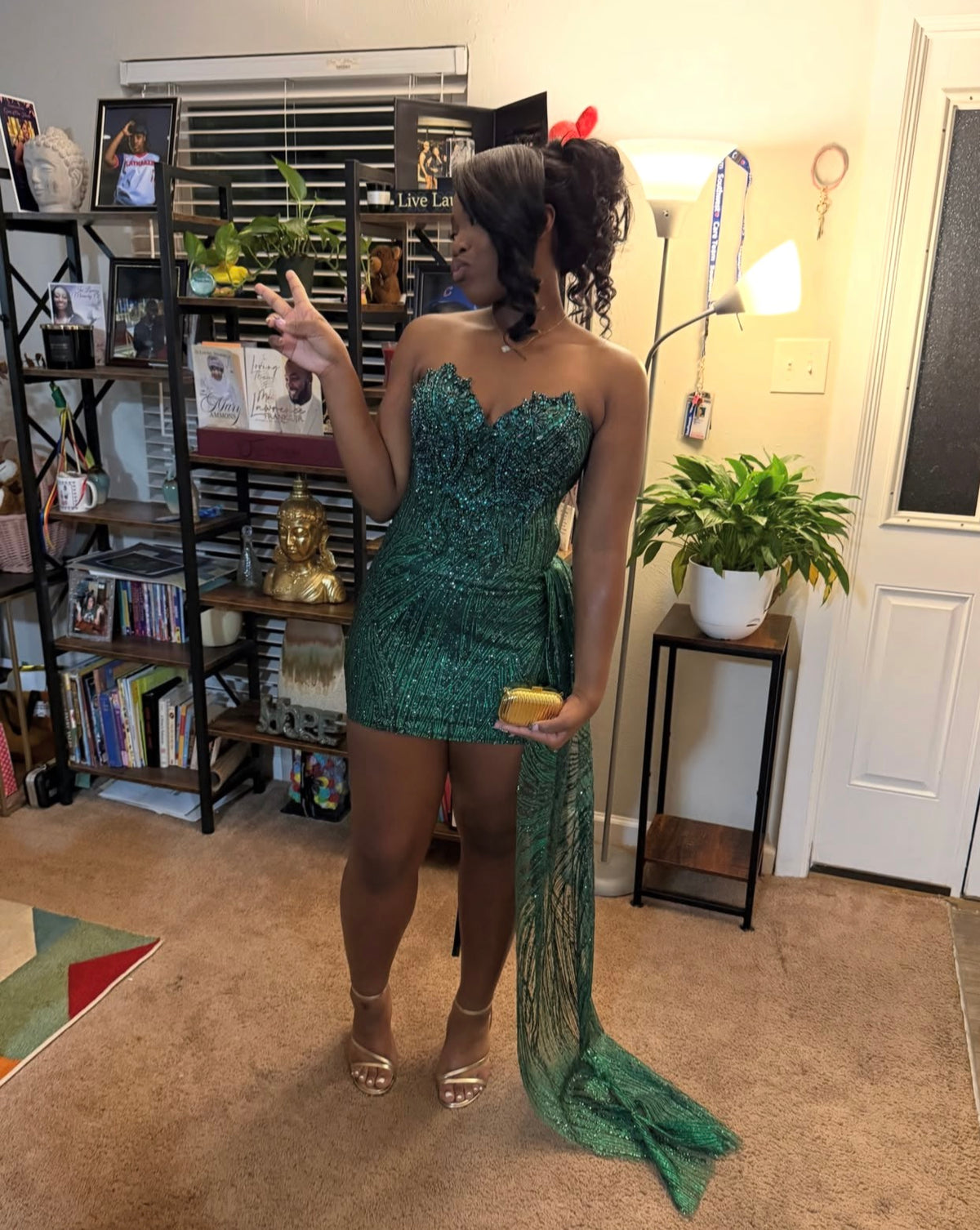 Robe de bal bustier violette en satin avec appliques, robe de soirée formelle J9413