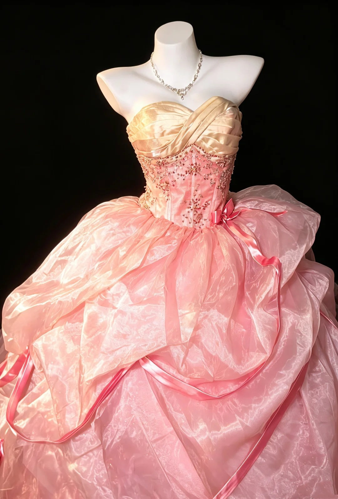 Trägerloses silbernes Vintage-Abendkleid, A-Linie, Geburtstagskleid J9370