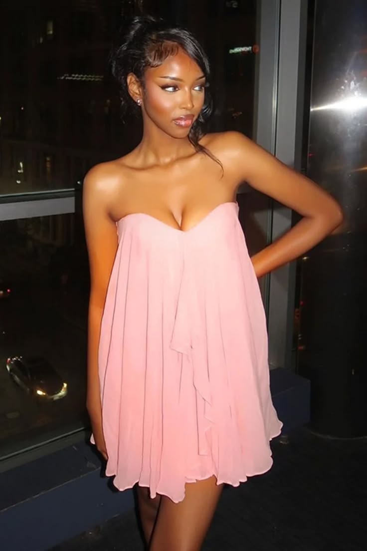 Sweetheart Pink Chiffon Birthday Outfit Short Homecoming Dress J11619