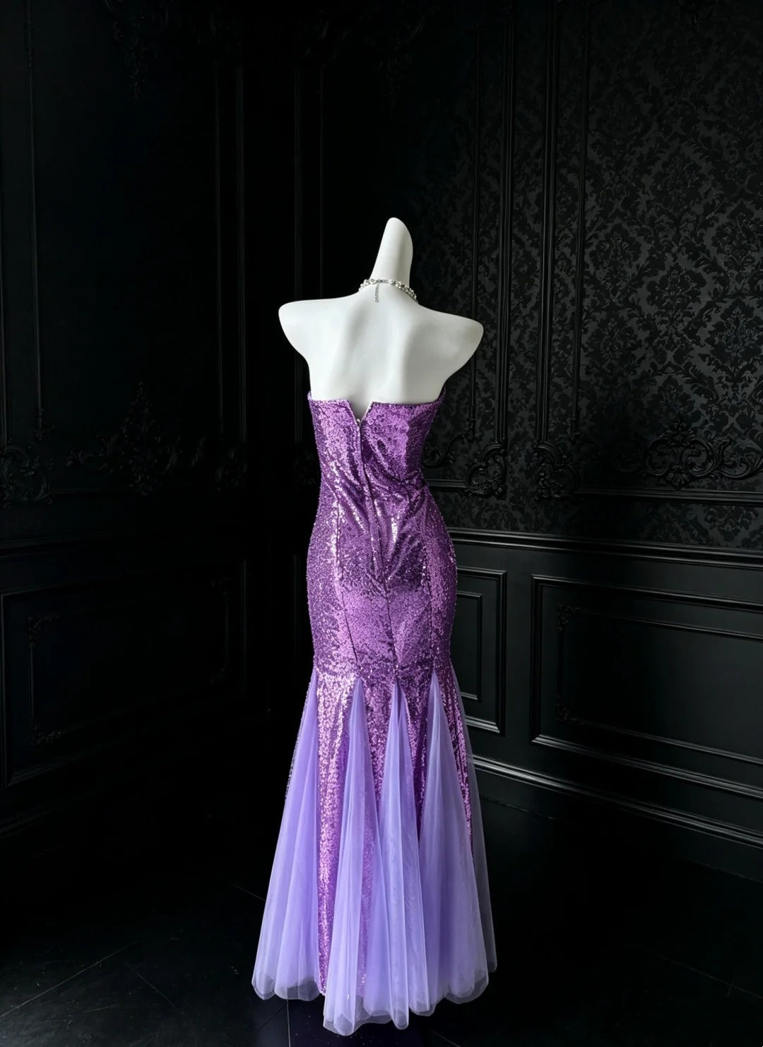 Sweetheart Purple Sequin Mermaid Prom Dress Sparkle Evening Dress J10768