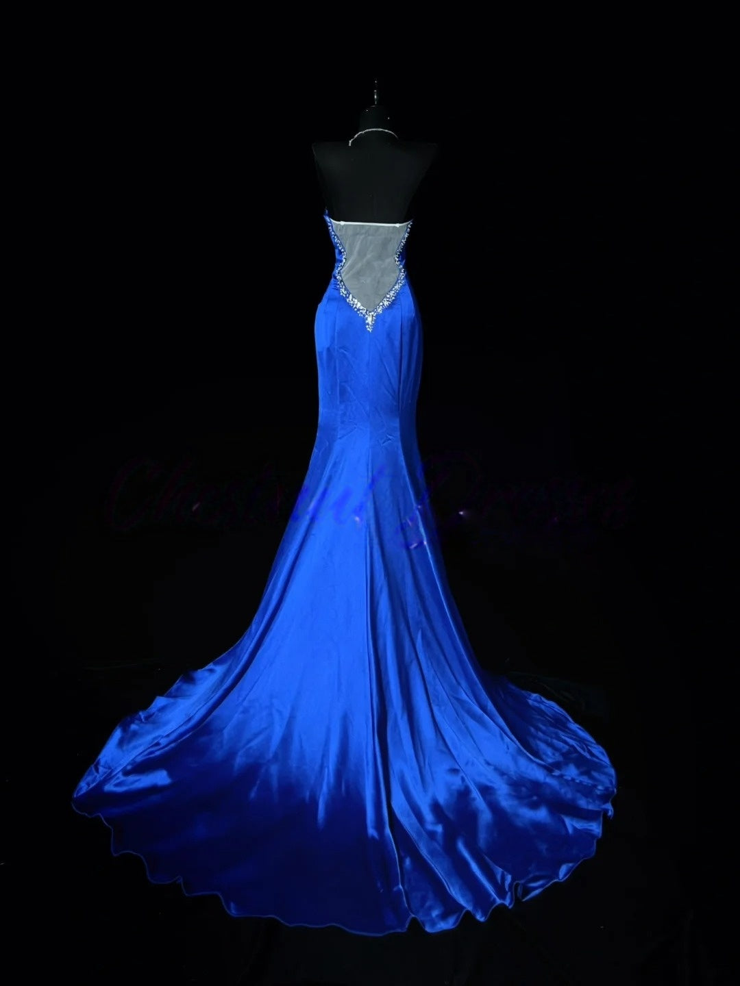 Sweetheart Royal Blue Mermaid Prom Dress Beaded Satin Gown J10180