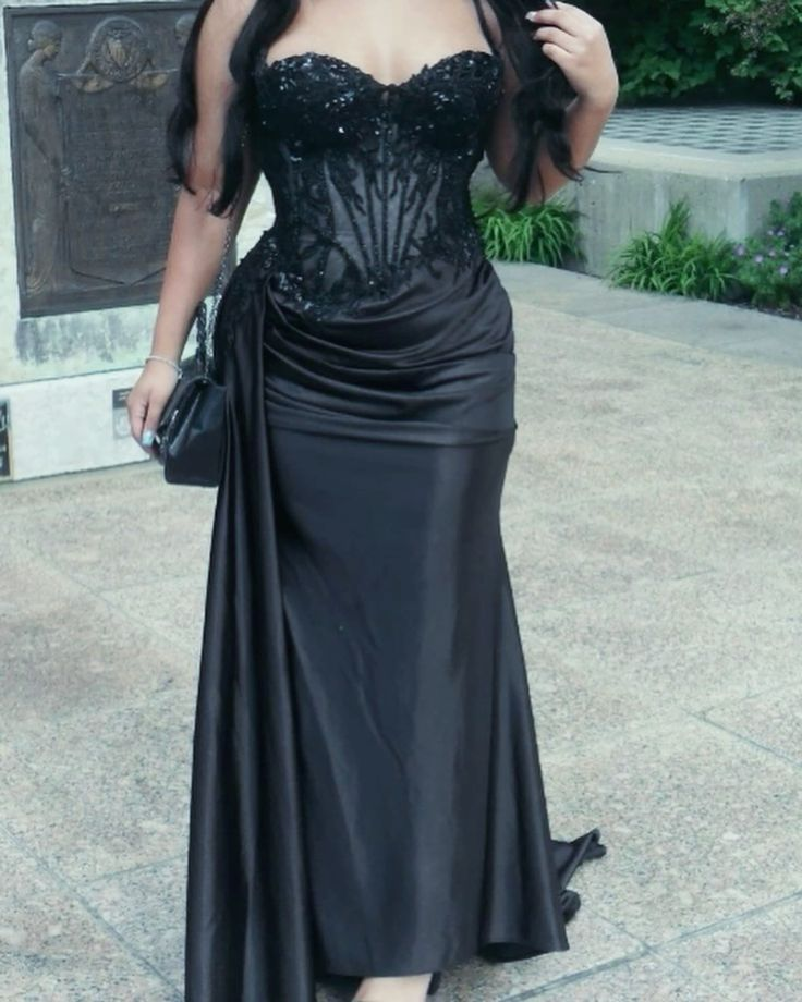 Robe de bal bustier violette en satin avec appliques, robe de soirée formelle J9413