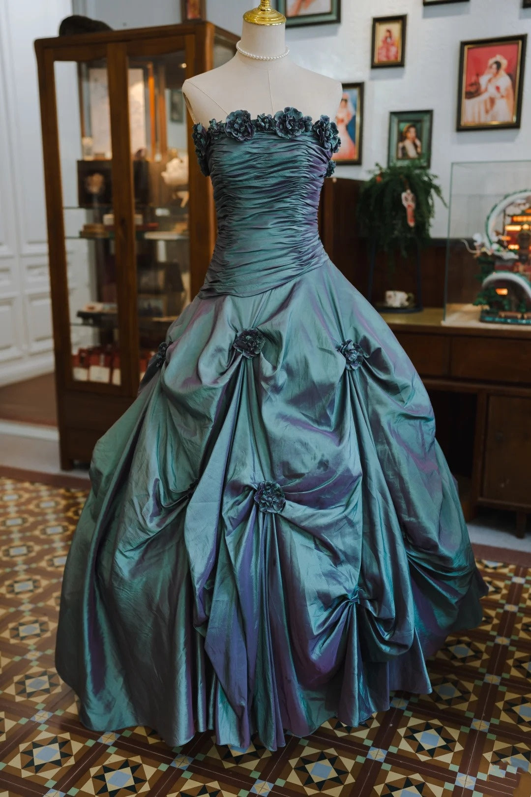 turquoise birthday dress A Line Taffeta Prom With 3d Flowers Sweet 16 California For details you can A Line Short Sleeve SIZE:Large cup A