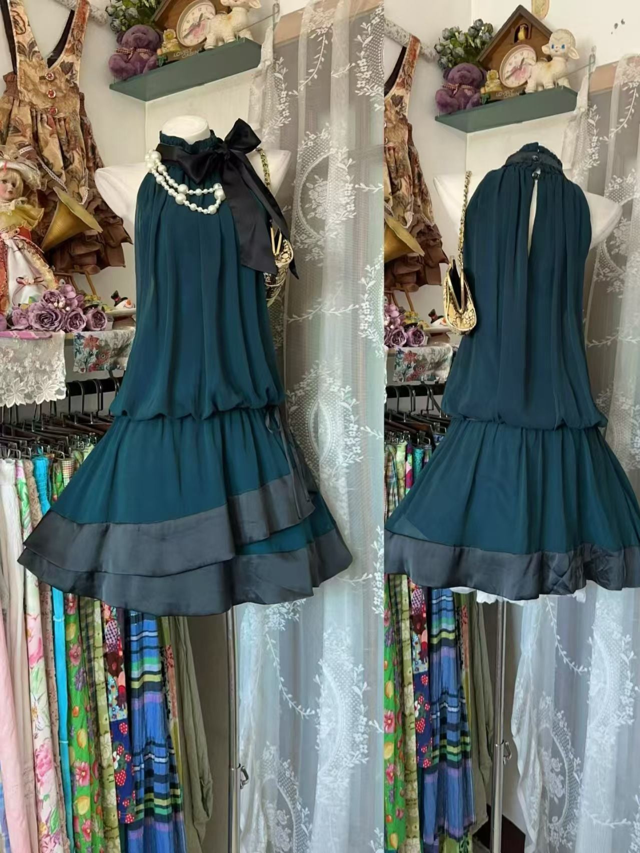 Trägerloses silbernes Vintage-Abendkleid, A-Linie, Geburtstagskleid J9370