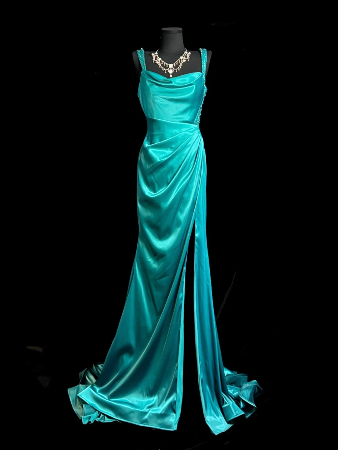 turquoise mermaid prom dresses Satin Dress Open Back Evening Dress J10159 – JulyProm Junior Bridesmaids Dresses Sabina Musayev Tessa Dress length gown features an Größe:Größe 6