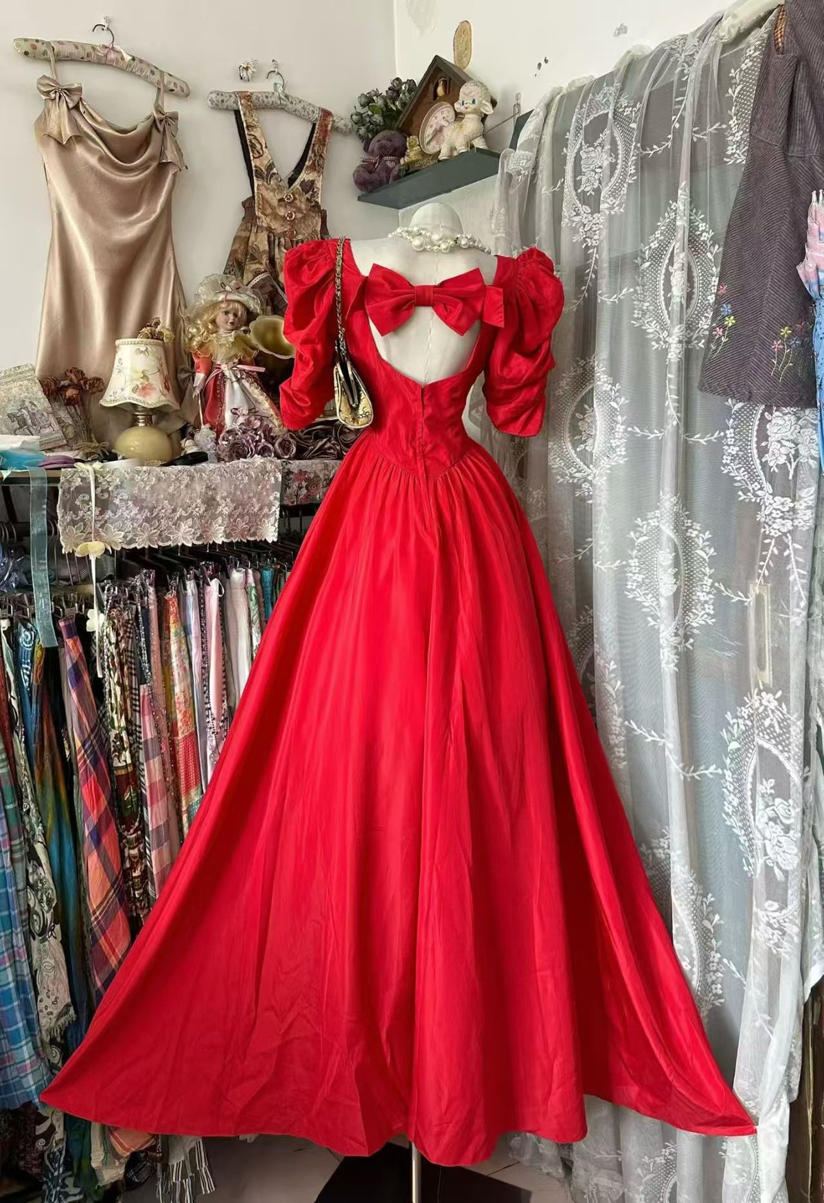 Trägerloses silbernes Vintage-Abendkleid, A-Linie, Geburtstagskleid J9370