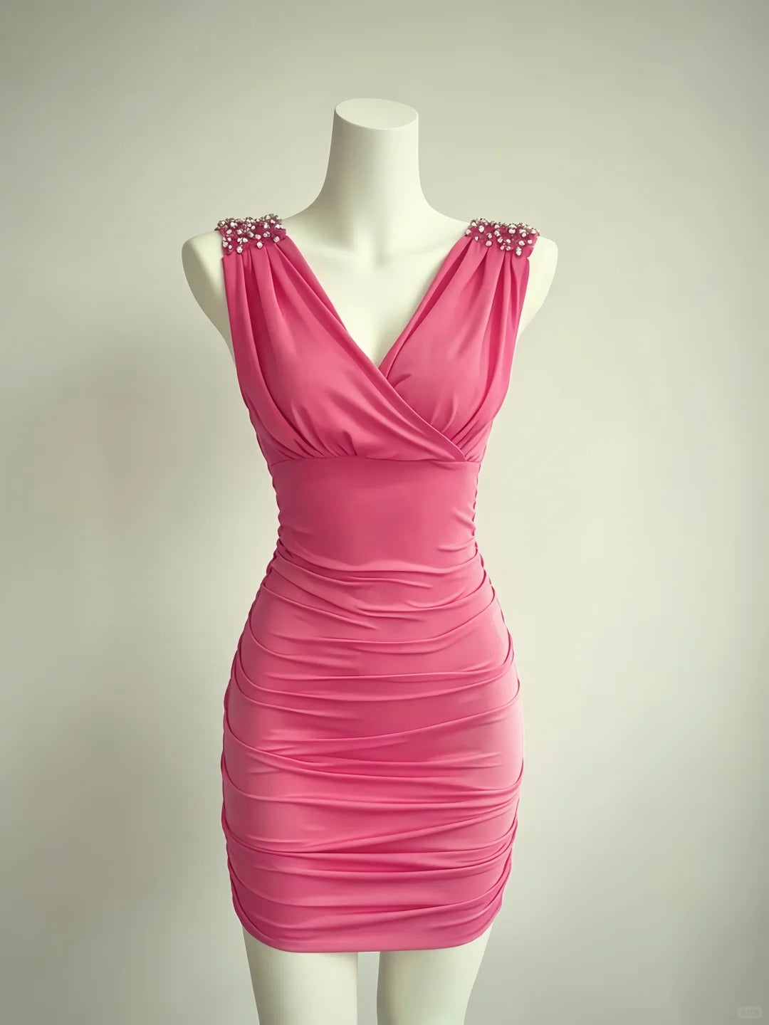V Neck Pink Sheath Homecoming Dress Short Cocktail Dress J10829