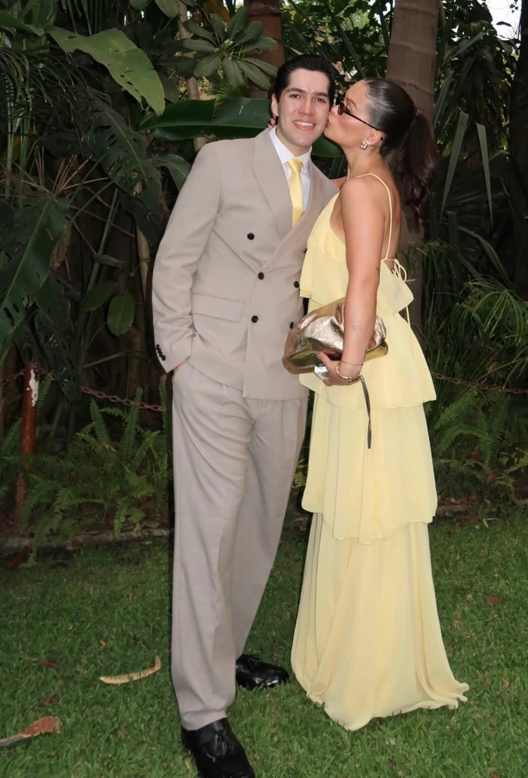 Yellow Chiffon Layered Prom Dress A Line Formal Wedding Guest Dress J10019