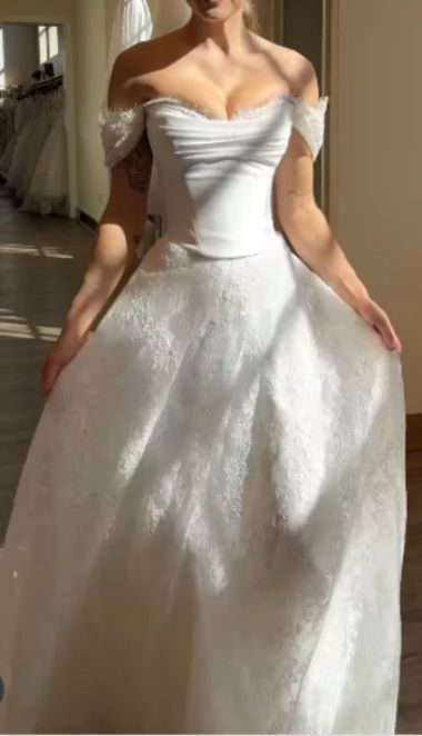 Off The Shoulder Lace Wedding Dress Elegant Bridal Dress J8176