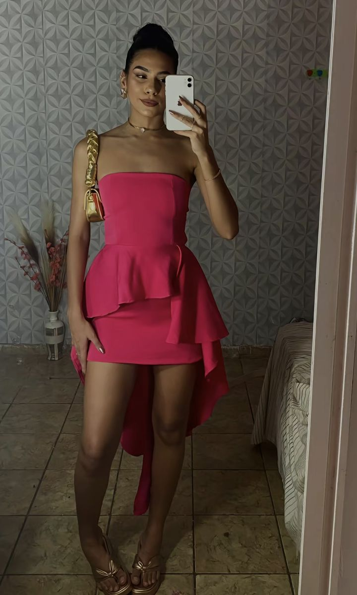 Hot Pink Etuikleid Geburtstagsoutfit Kurzes Partykleid J7458