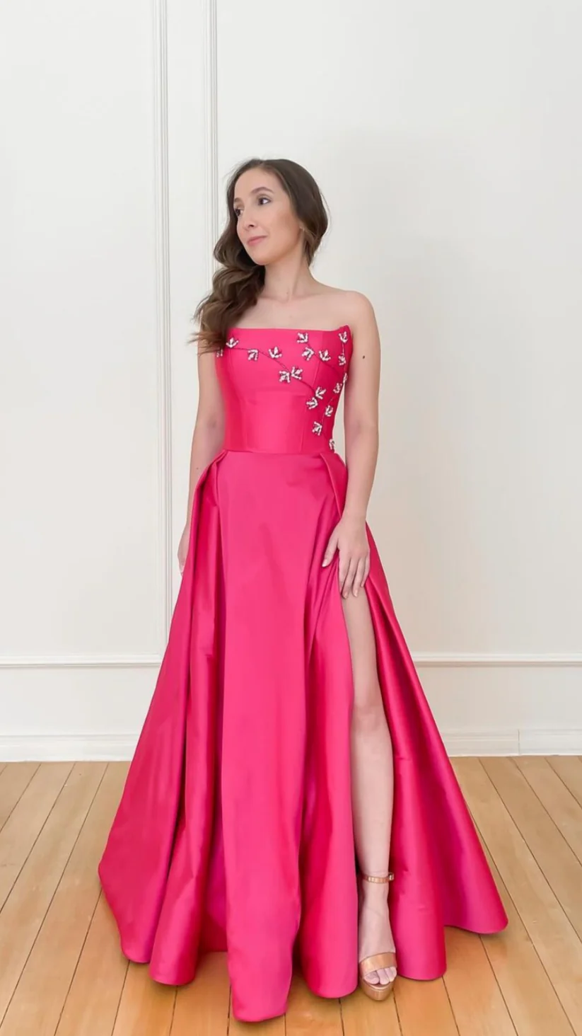 Elegant Strapless A-Line Prom Dresses Long Party Dress J8757