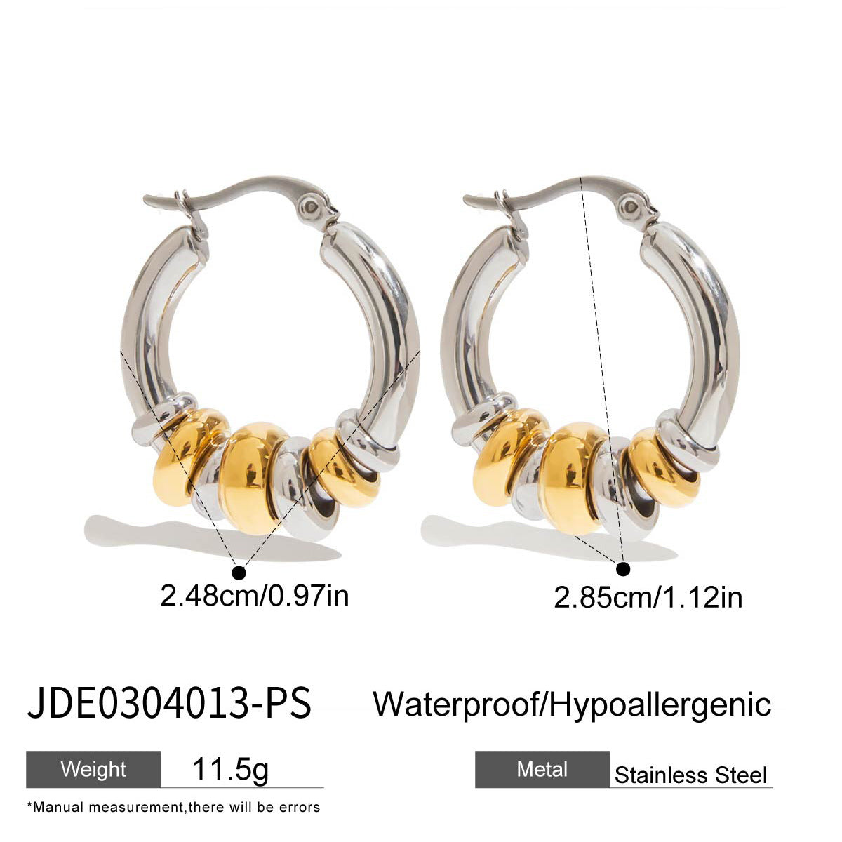 Boucles d'oreilles rétro en acier inoxydable doré G21