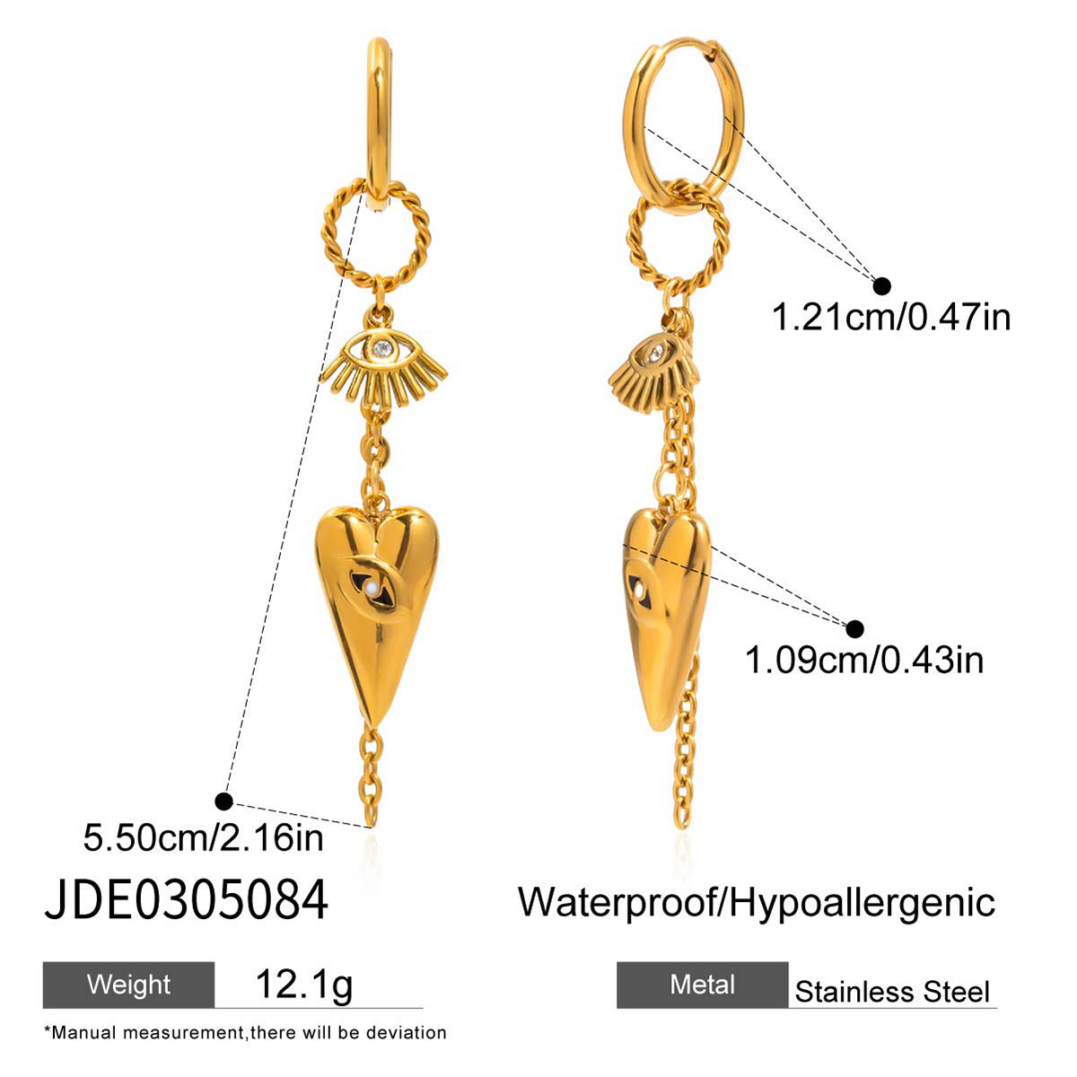 Evil Eye Earrings Stainless Steel Tassel Earrings G24