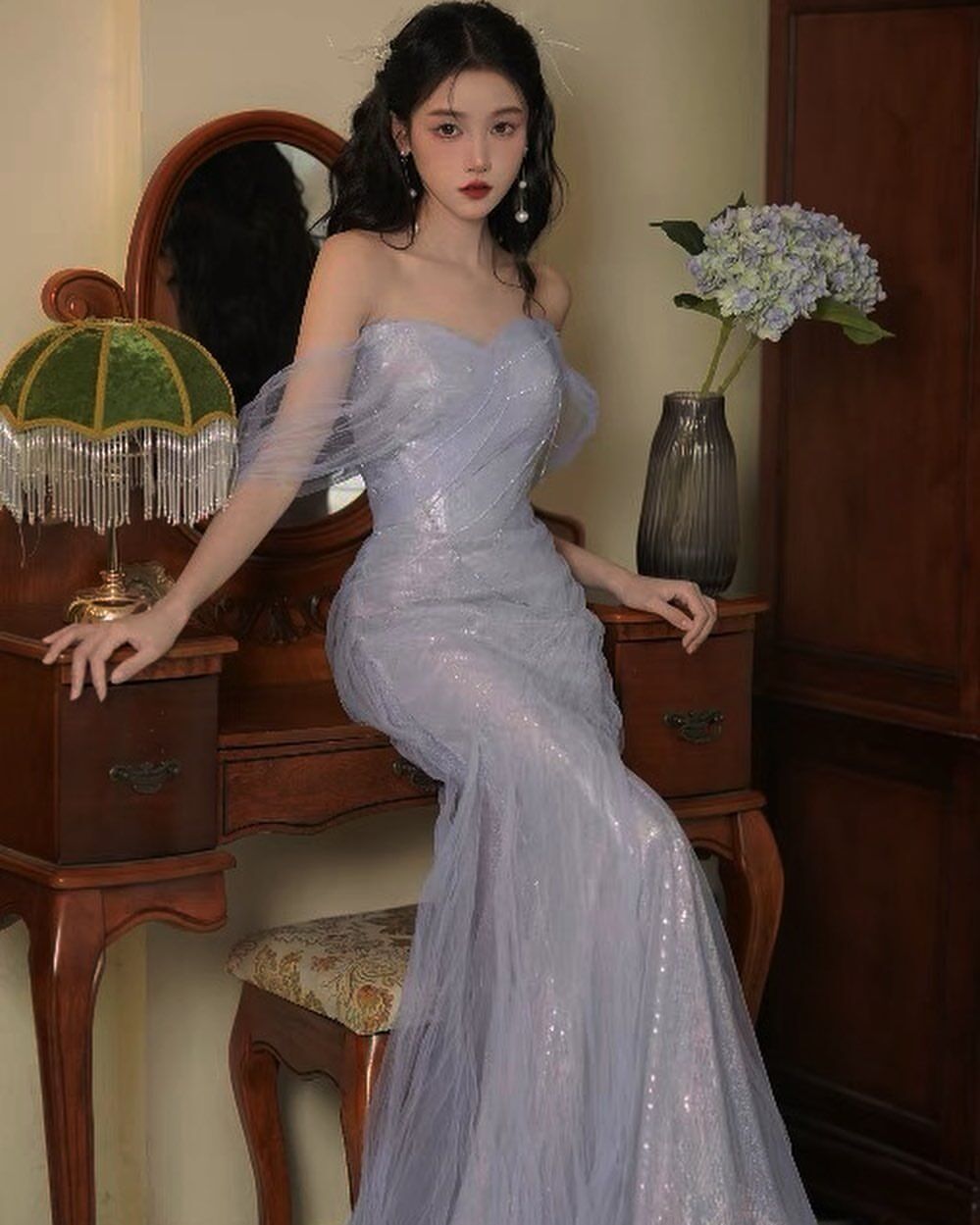 Off The Shoulder Lavender Mermaid Long Prom Dress J3066