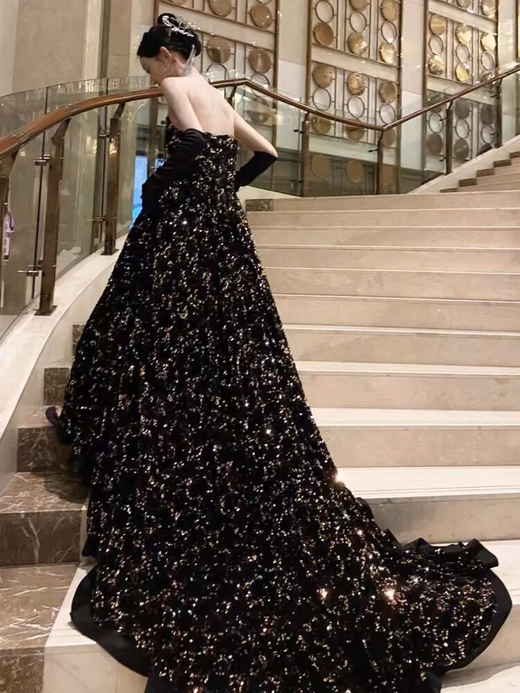 Robe de bal longue bustier coupe trapèze, robe de soirée formelle J3083