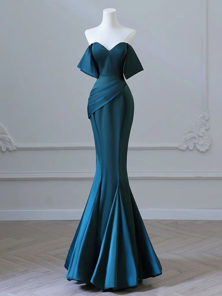 Schulterfreies Meerjungfrau-Abschlussballkleid, langes Abendkleid, Partykleid J3095