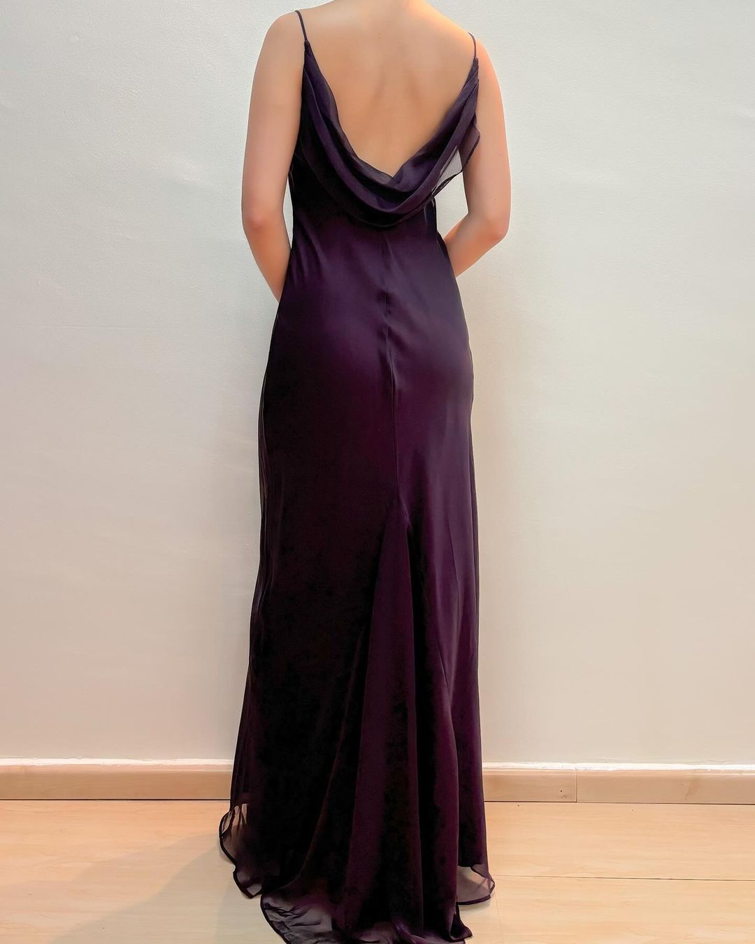Chiffon Dark Purple Sheath Long Prom Dress J3133