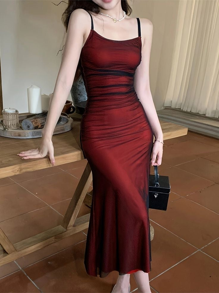 Robe de soirée longue fourreau bordeaux J3154