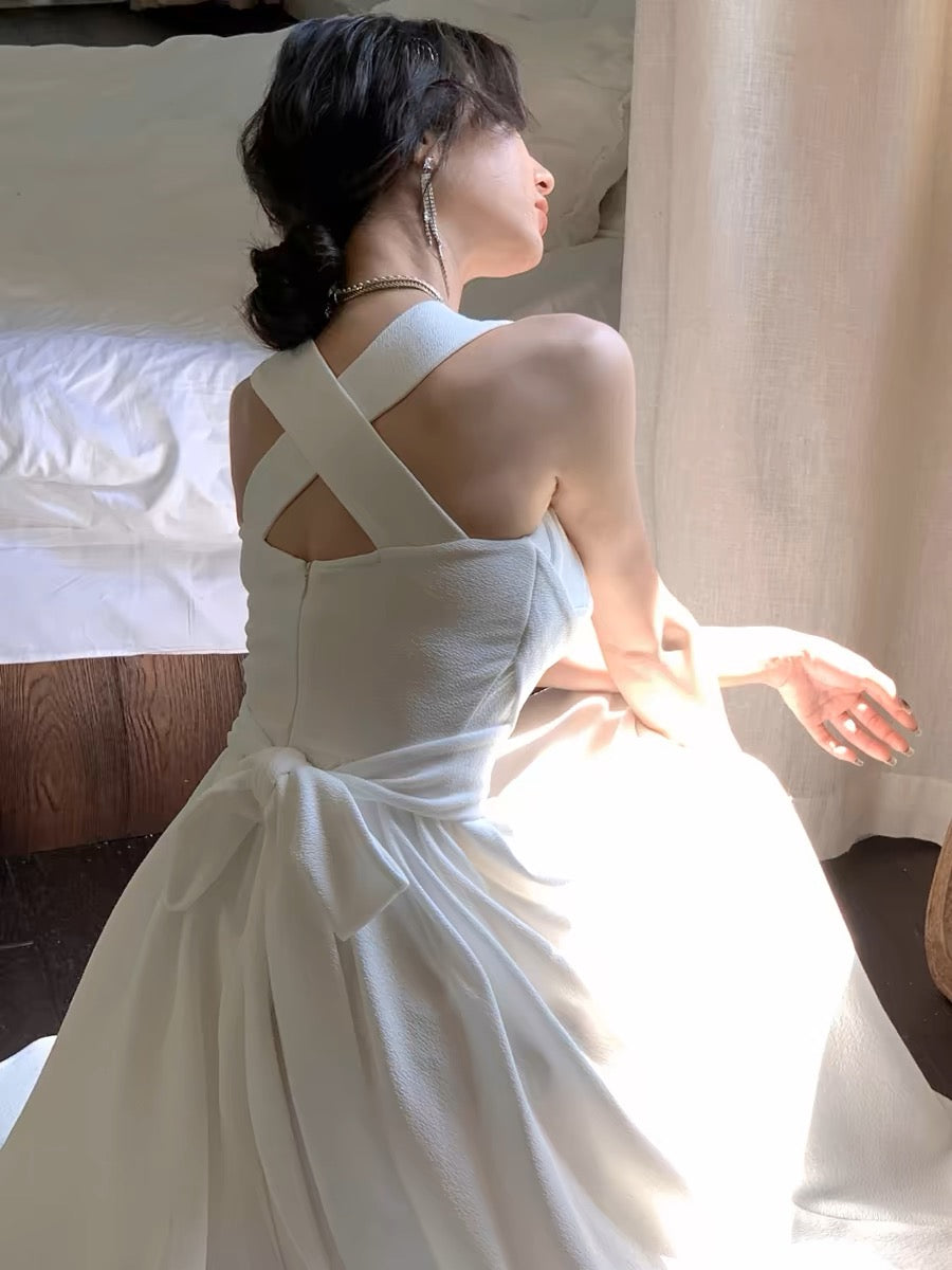 A-Linie Weißes Chiffon-Ballkleid Brautkleid J3176