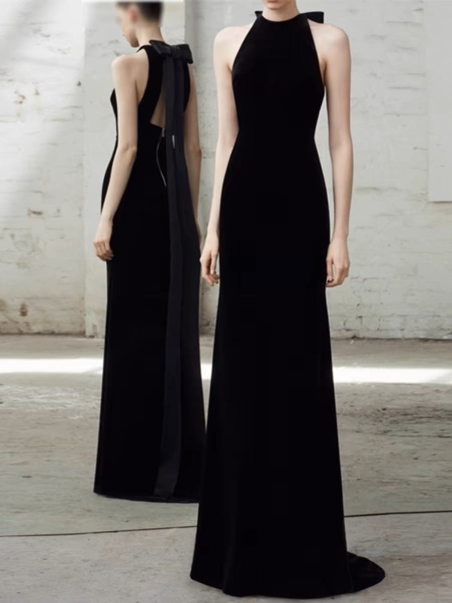 Schwarzes A-Linie Langes Ballkleid Elegantes Abendkleid J3190