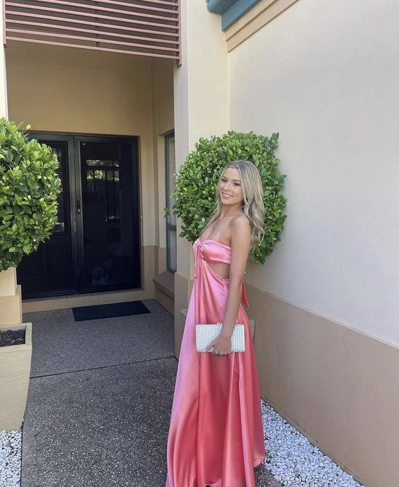 Light Pink Tassel Long Prom Dress A Line Formal Dress Evening Dress 124 –  JulyProm