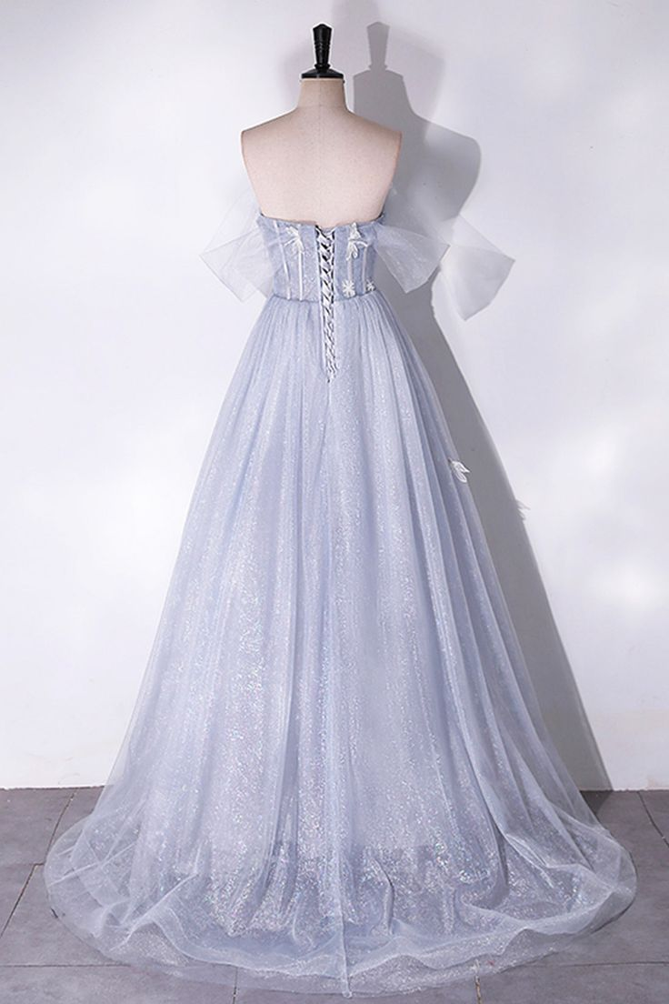 Off The Shoulder A Line Tulle Prom Dress Birthday Party Gown J3330