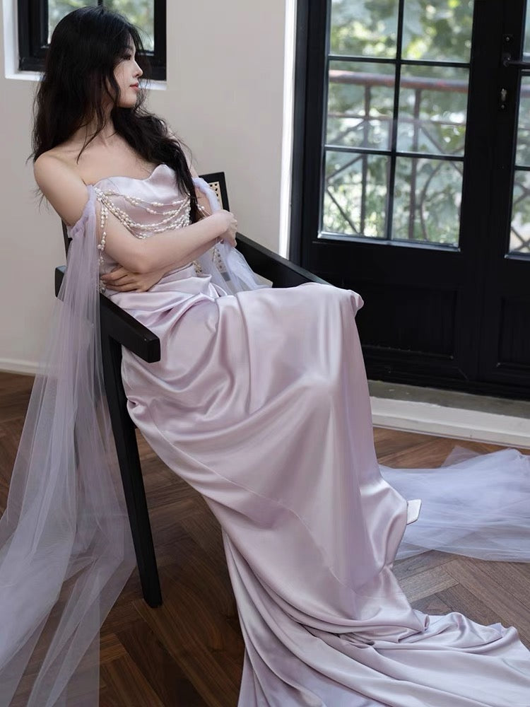 Robe de bal longue fourreau à épaules dénudées, robe de soirée formelle J3351