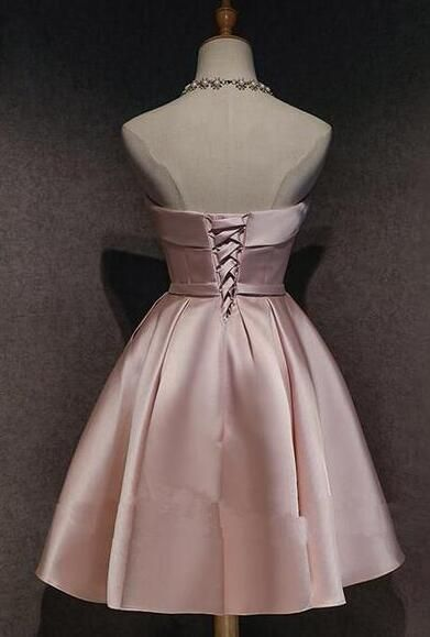 Strapless Pink A Line Short Prom Dress Homecoming Dress J3391
