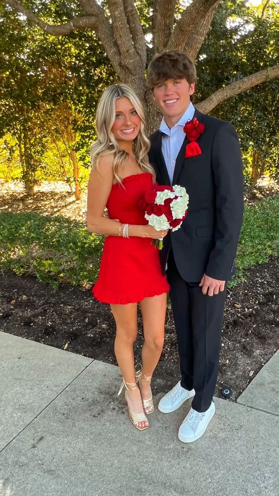 Strapless Red Short Prom Dress Homecoming Dress J3395 JulyProm Strapless Red Short Prom Dress Homecoming Dress J3395 JulyProm