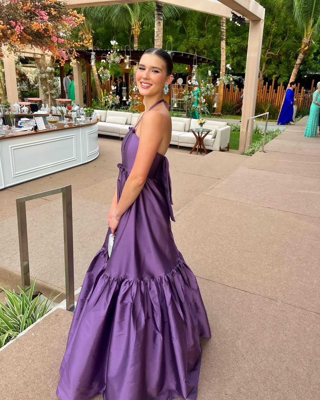 A Line Purple Satin Long Prom Dress Formal Party Dress J3426