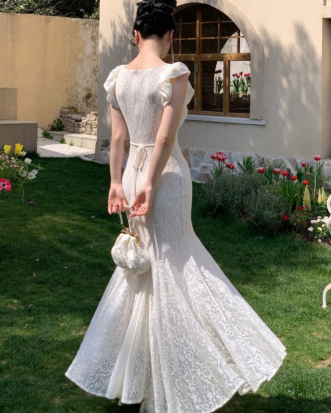 Robe de bal longue sirène en dentelle, robe de soirée formelle J3586