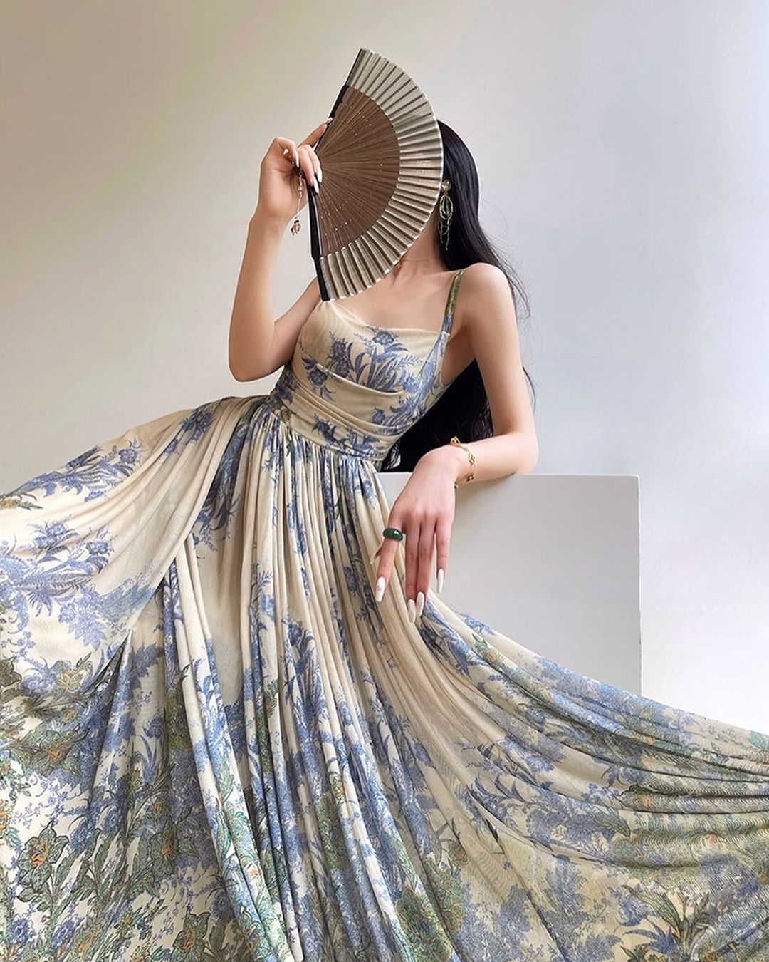 Robe de bal longue imprimée coupe trapèze, robe de soirée formelle J3589