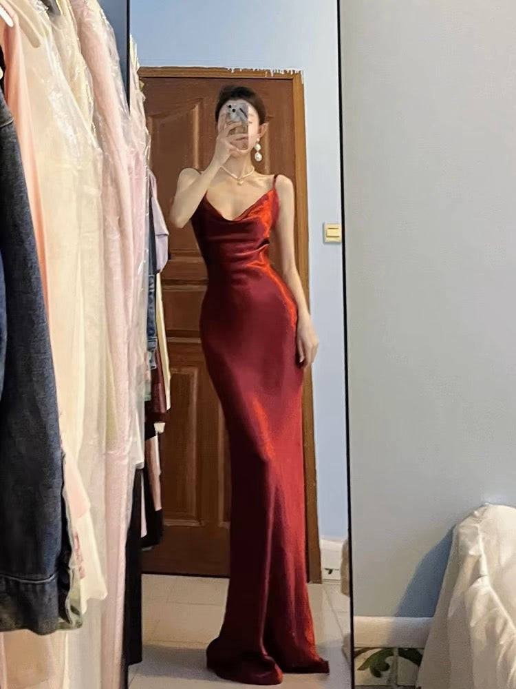 Burgundy Sheath Long Prom Dress Formal Evening Gown J3666