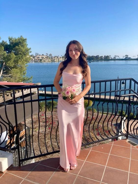 Robe de soirée rose élégante pour femme J3768