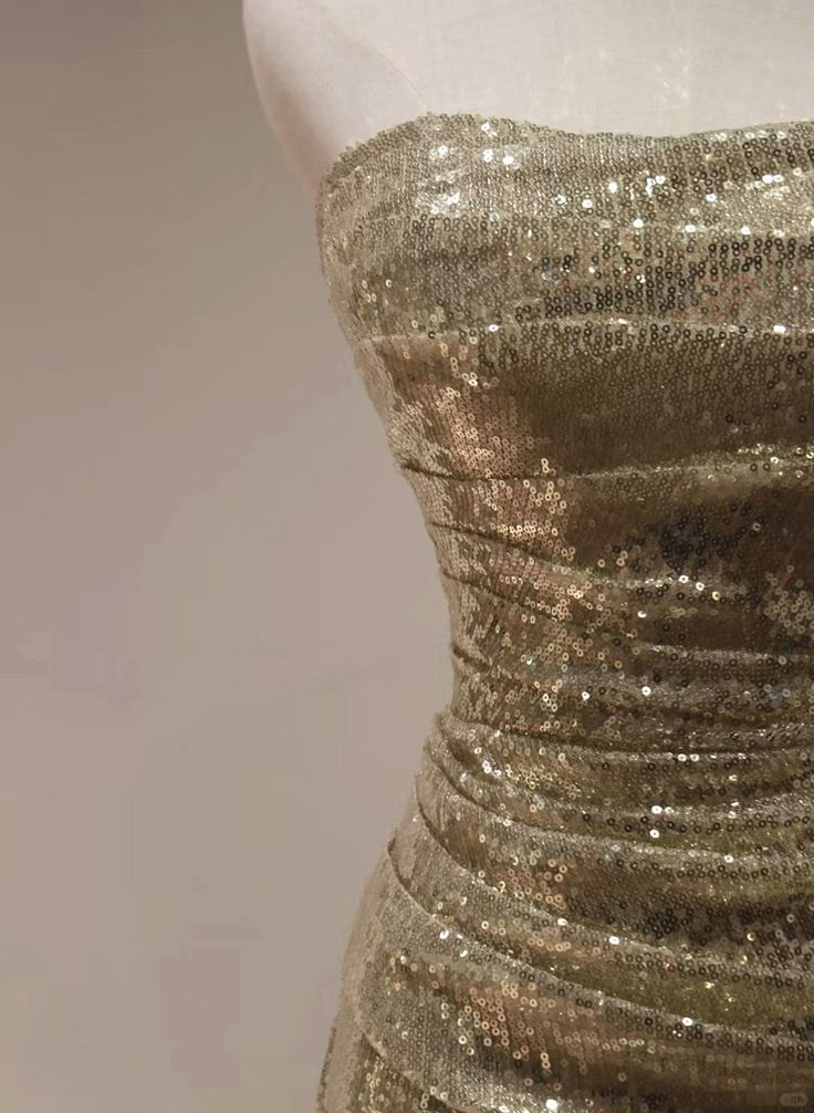 Robe de soirée longue sirène à paillettes dorées J3773