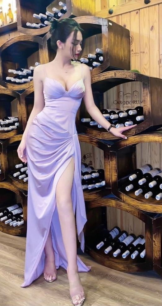 Robe de bal sirène sexy lilas fendue à bretelles J3791