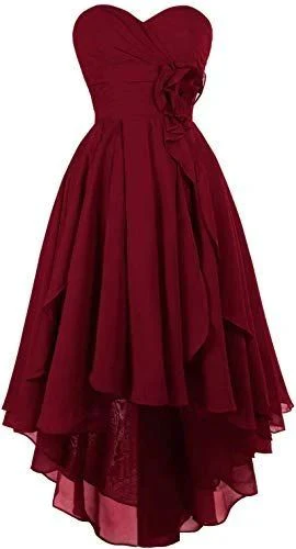 Burgundy Chiffon Ruffles Party Homecoming Dresses J3890
