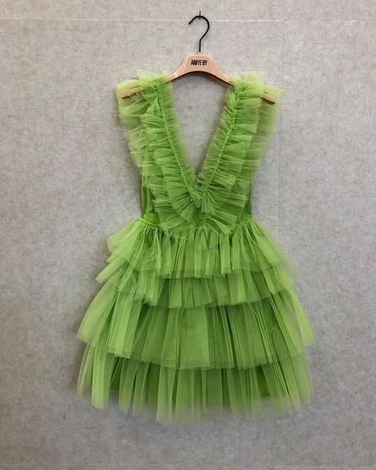 Deep V Neck Green Short Homecoming Dresses J4095